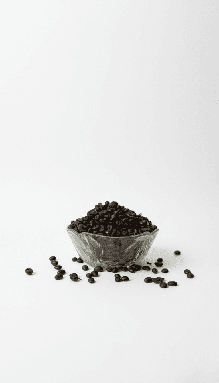 Commercial Roast beans arranged inside a tasting bowl.