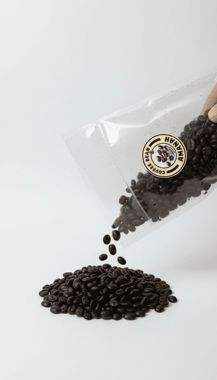Commercial Roast beans being poured from a scoop during QC.